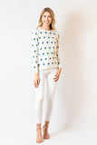 Tulip Print Sweater | ivory & cornflower
