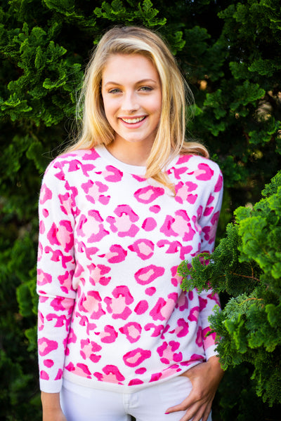 Leopard Sweater  ivory & pink – Elizabeth McKay