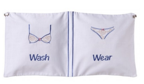 Wash and Wear BLUE Embroidery Laundry Travel Bag