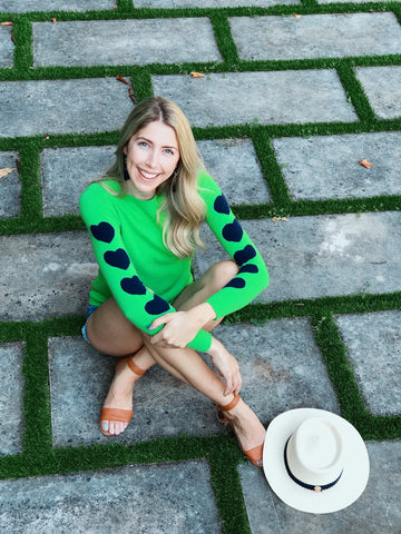 Heart Sleeve Sweater | green & navy