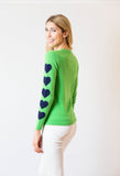 Heart Sleeve Sweater | green & navy