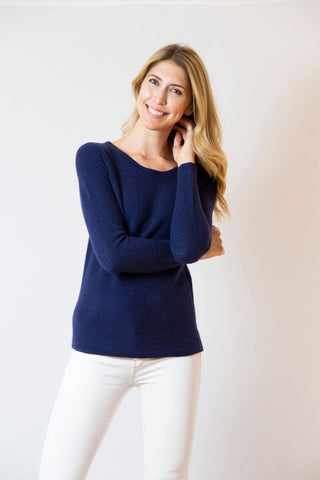 Lattice Weave Crew Sweater | navy