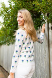 Tulip Print Sweater | ivory & cornflower