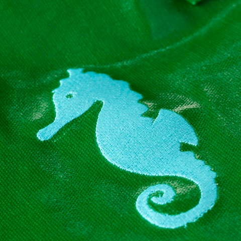 Wellie Market Tote with Aqua Seahorse