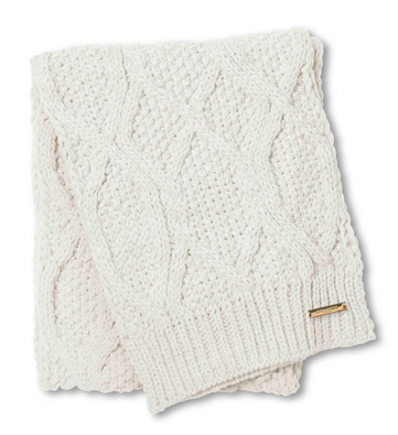 Wool Cable Knit Scarf - Off White