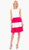 Lisa Dress - Hot Pink and White