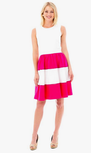 Lisa Dress - Hot Pink and White