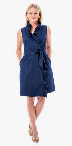RUFFLE DRESS - NAVY