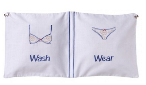Wash and Wear BLUE Embroidery Laundry Travel Bag