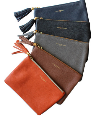 Italian Pebble Leather Clutch - Orange