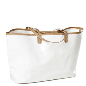 Wellie Market Tote White with Tan